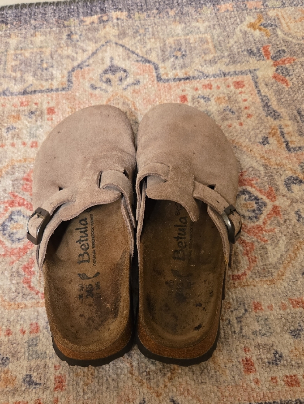 Betula Birkenstock Suede Clog Mules in Taupe